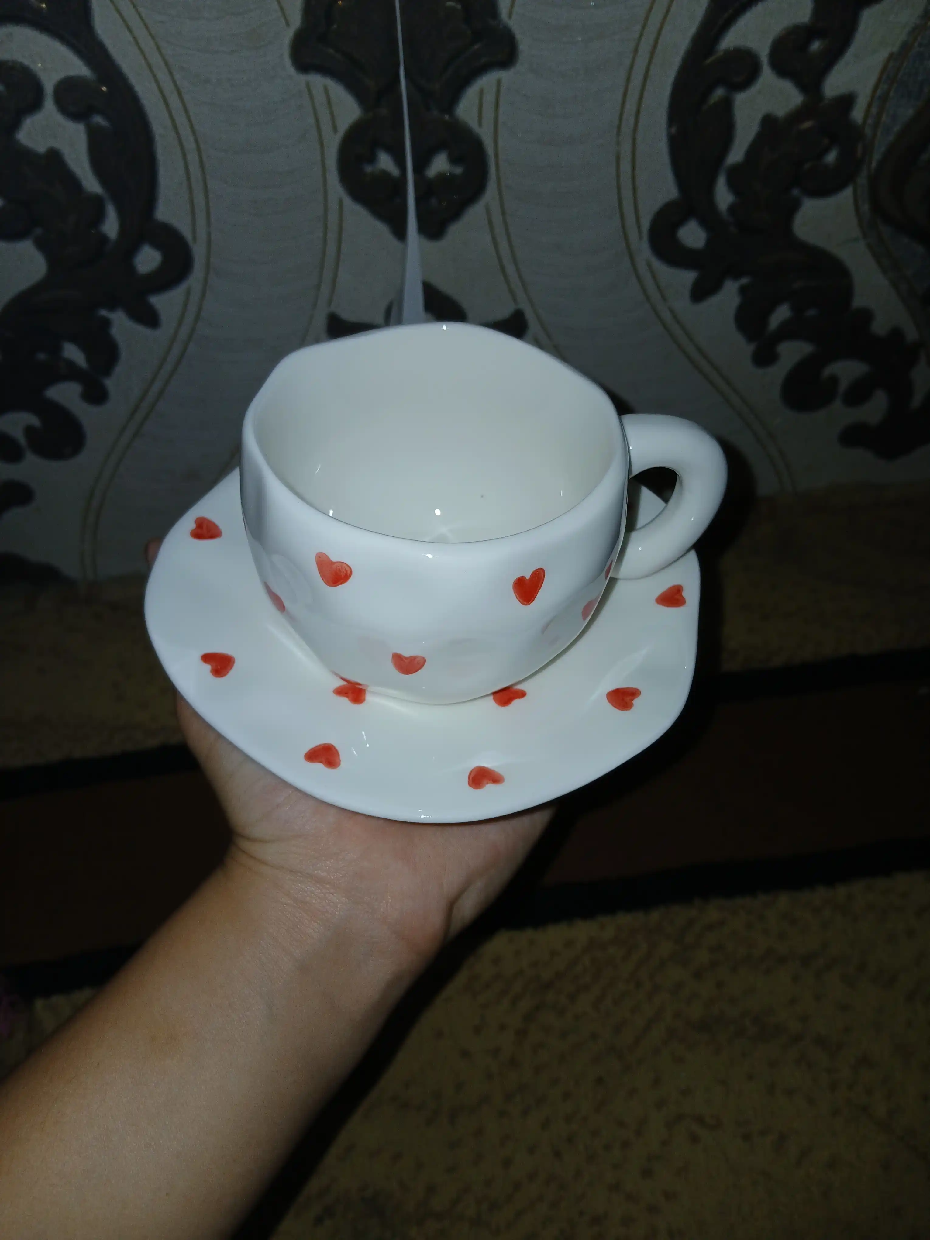 Likopchali chashka, choy, qahva chashkasi, sovg‘a idishlari, sopol chashka