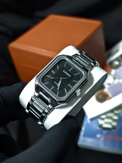 Мужские наручные часы Casio Rectangle Classic, металлический браслет — MICRO1-CASIO27-ЧЕРН
