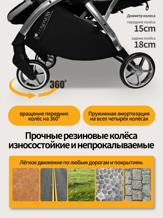 Коляска, полностью лёжа, усиленная рама, амортизация, большие колёса