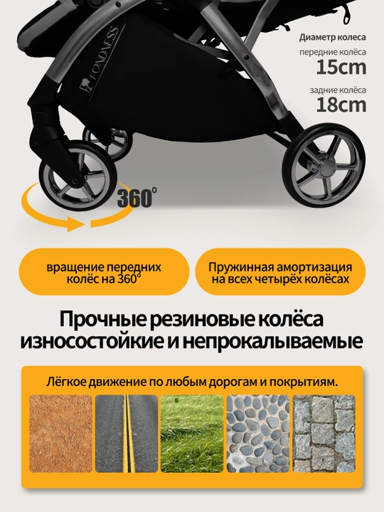 Коляска, полностью лёжа, усиленная рама, амортизация, большие колёса