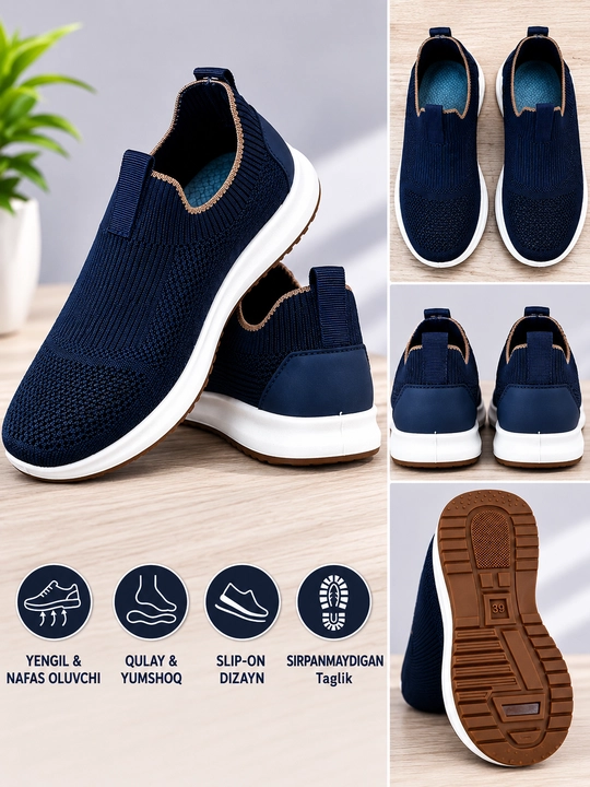 Erkaklar setkalik yozgi krossovkasi. Slip-on (bog'ichsiz)