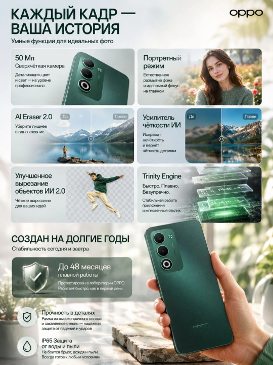Smartfon OPPO A5 NFC 6/128GB, 8/256GB, 90Hz, 5000mAh, 45W, Aurora Green, Mist White