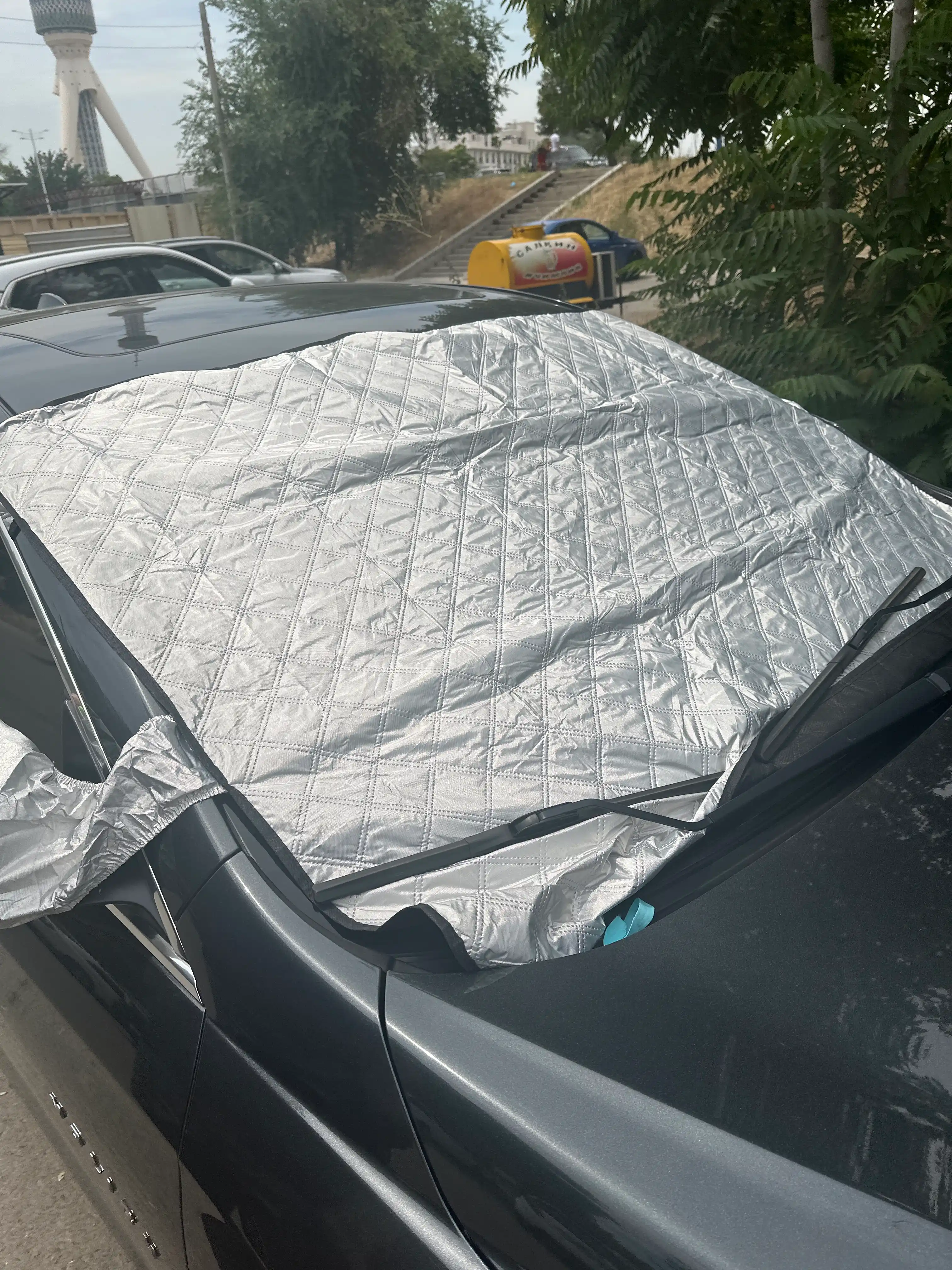 Avtomobil old oyna uchun quyoshdan himoya tent, 3 qatlam issiq va sovuqdan