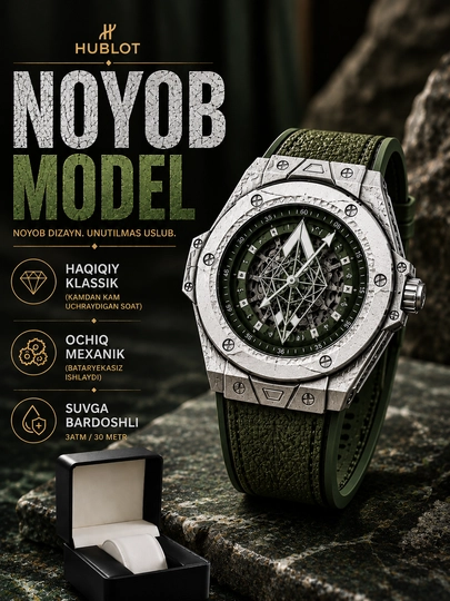 Часы мужские, Hublot, настенные, часы наручные, часы, подарки для мужчин, мужские часы — ASIAWAT-HUBLOTYASHIL-ХРОМ
