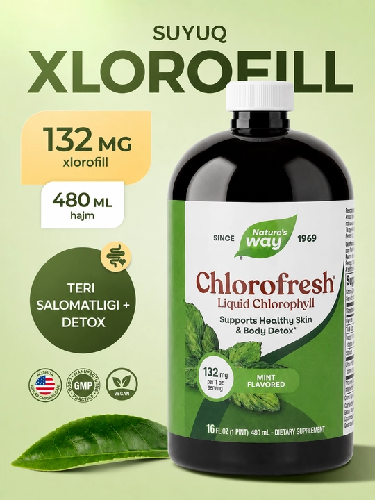 Nature's Way, yalpiz ta’mli suyuq xlorofill, 473 ml