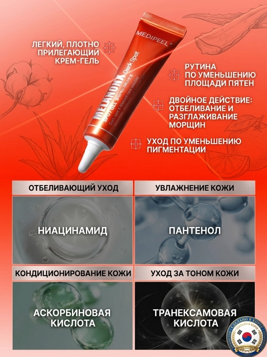 MEDIPEEL Melanon X Spot Gel с ниацинамидом и ретиналем против пигментации и морщин, 15 мл