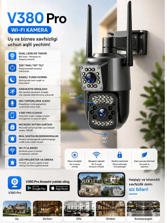 Это V380 Smart Net Camera — умная Wi-Fi камера видеонаблюдения для дома и улицы - 