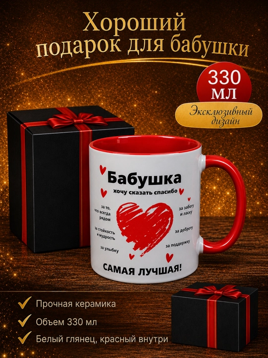 Кружка с принтом в подарок папе, маме, бабушке и дедушке - 