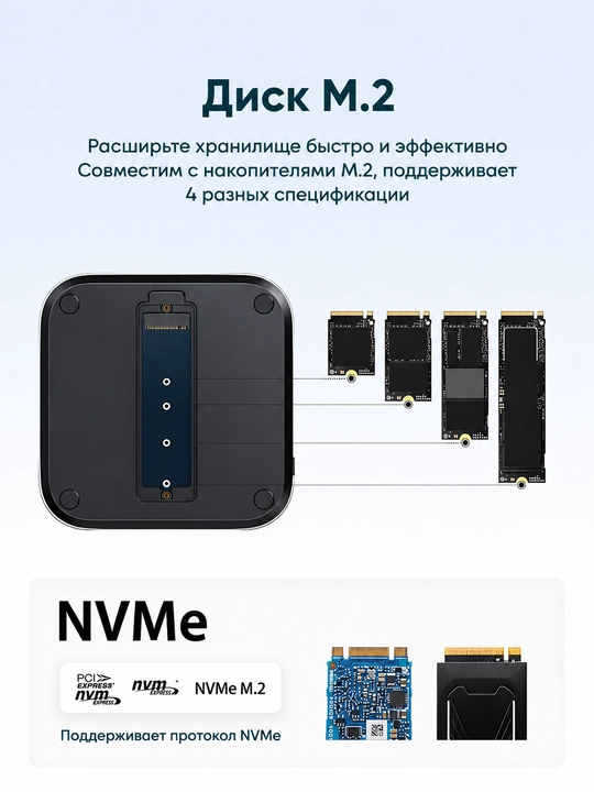 Док-станция для Mac mini M4 / M4 Pro UGREEN CM841 (65487) 11-в-1 USB-C с M.2 NVMe и SD/TF