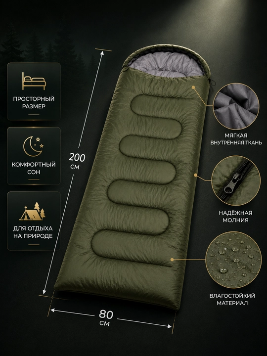 Спальный мешок для пикника и путешествий (Sleeping Bag) 200×80 см