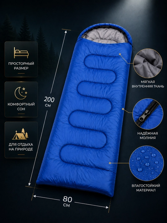 Спальный мешок для пикника и путешествий (Sleeping Bag) 200×80 см