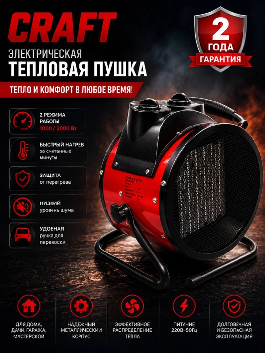 Электрическая тепловая пушка  2kw - 