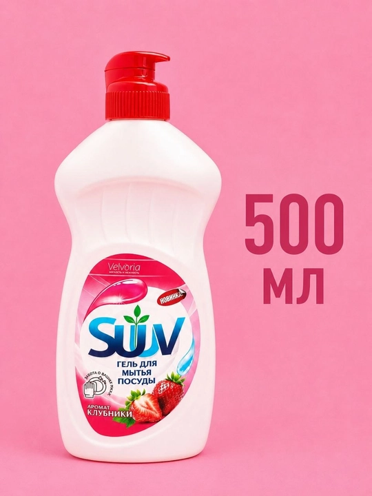 Гель для мытья посуды SUUV клубника 900 мл