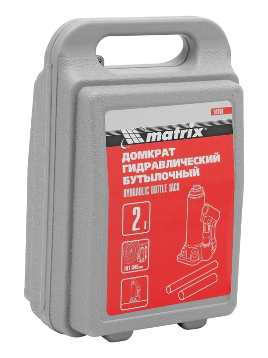 MTX butilkali gidravlik domkrat, 2 tonna, ko‘tarilish balandligi 181-345 mm, plastmassa g‘ilofda, 507509