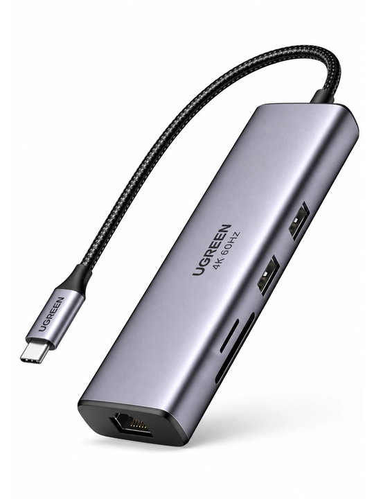 UGREEN CM512 USB-C xab 6-in-1 HDMI 4K@60Hz, 2×USB 3.0, SD/TF, RJ45, PD
