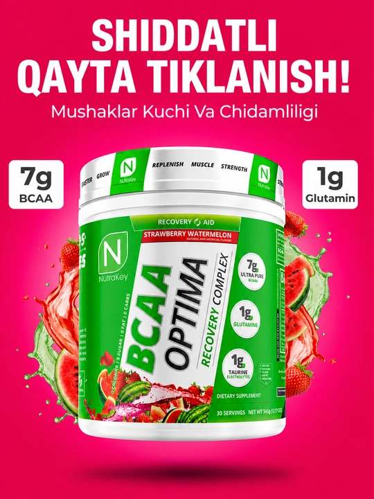 Aminokislotalar BCAA NUTRAKEY BCAA OPTIMA, 441 g, 30 portsiya - 