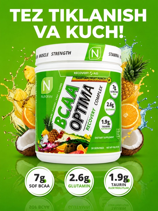 Aminokislotalar BCAA NUTRAKEY BCAA OPTIMA, 441 g, 30 portsiya