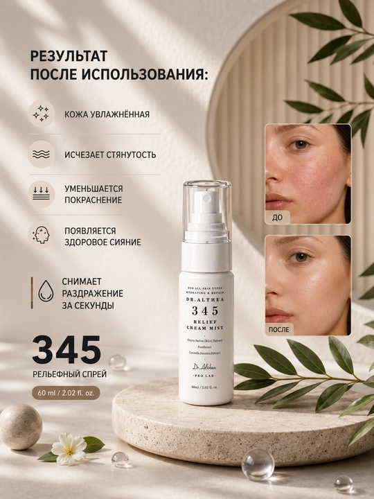 Dr. Althea 345 с пробиотиками, увлажняющий спрей, успокаивающий спрей
