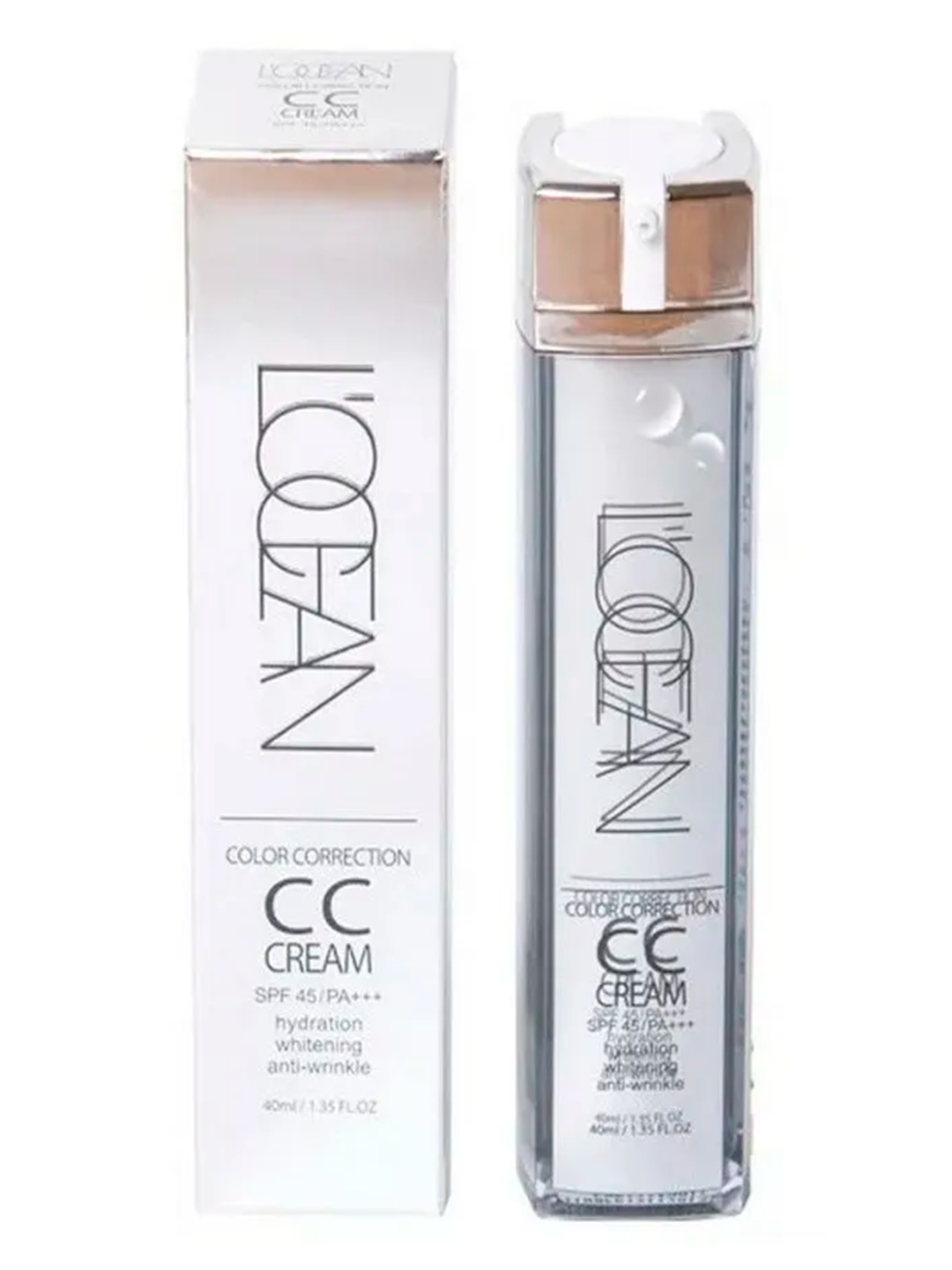 L'OCEAN Ko'p funksiyali namlovchi CC krem ​​rangni to'g'irlovchi CC SPF45/PA+++, 40 ml