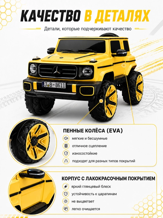 24V 4x4 bolalar elektromobili, 4 ta 550 motor, LED chiroq, Bluetooth, APP