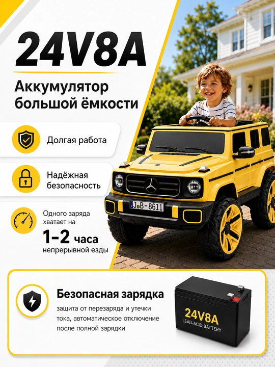 24V 4x4 bolalar elektromobili, 4 ta 550 motor, LED chiroq, Bluetooth, APP