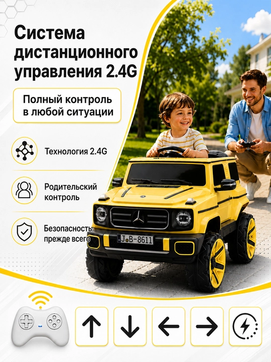 24V 4x4 bolalar elektromobili, 4 ta 550 motor, LED chiroq, Bluetooth, APP