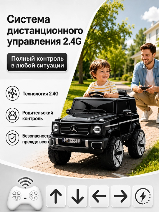 24V 4x4 bolalar elektromobili, 4 ta 550 motor, LED chiroq, Bluetooth, APP