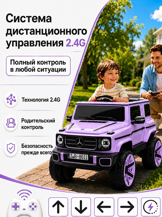 24V 4x4 bolalar elektromobili, 4 ta 550 motor, LED chiroq, Bluetooth, APP