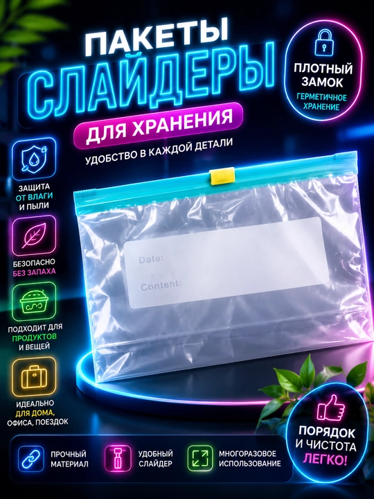 Зип пакеты с замком Zip Lock, многоразовые упаковочные пакеты razmer: 230X160 sm - 