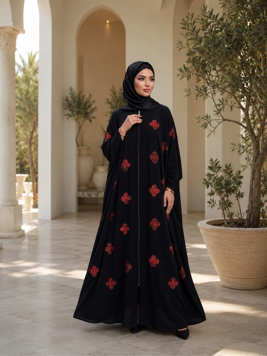 Ayollar abaya-nakidkasi uzun, shifonli, milliy uslubdagi, yengil yozgi nakidka - 