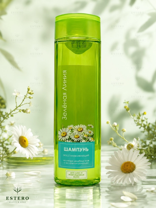Шампунь FLORA — восстанавливающий, с ромашкой и оливковым маслом, для волос 400 мл  - 