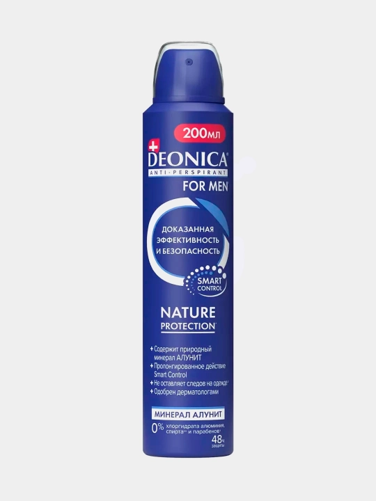 Erkaklar uchun Deonica Nature Protection dezodorant-antiperspirant spreyi, 200 ml