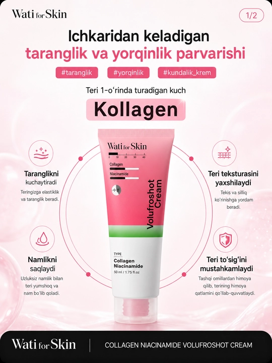 Крем для лица Wati For Skin Collagen Niacinamide Volufroshot Cream, 50 мл