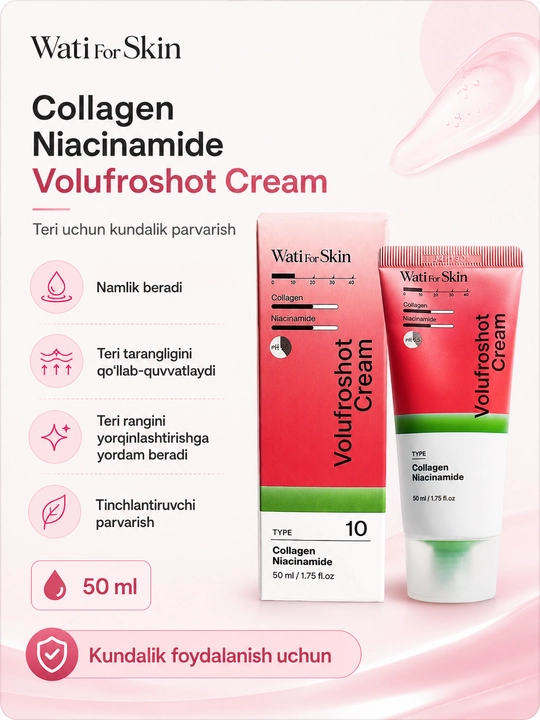 Крем для лица Wati For Skin Collagen Niacinamide Volufroshot Cream, 50 мл - 