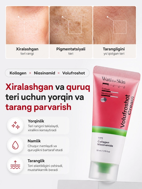 Крем для лица Wati For Skin Collagen Niacinamide Volufroshot Cream, 50 мл