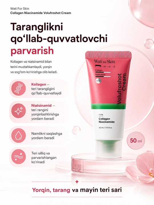 Крем для лица Wati For Skin Collagen Niacinamide Volufroshot Cream, 50 мл
