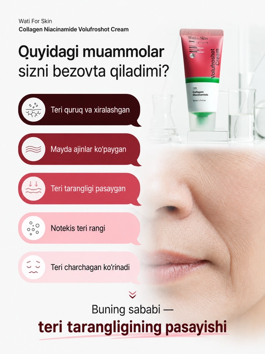 Крем для лица Wati For Skin Collagen Niacinamide Volufroshot Cream, 50 мл