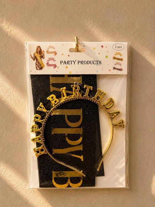 Bosh tasma va lenta to'plami "HAPPY BIRTHDAY ziyofat bosh kiyimlari