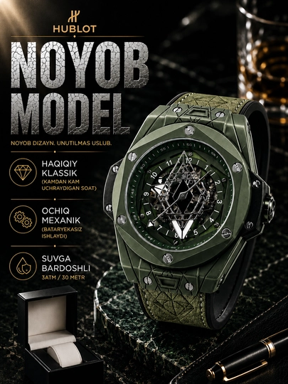 Часы мужские, Hublot, настенные, часы наручные, часы, подарки для мужчин, мужские часы — ASIAWAT-HUBLOTYASHIL-ЗЕЛЕН