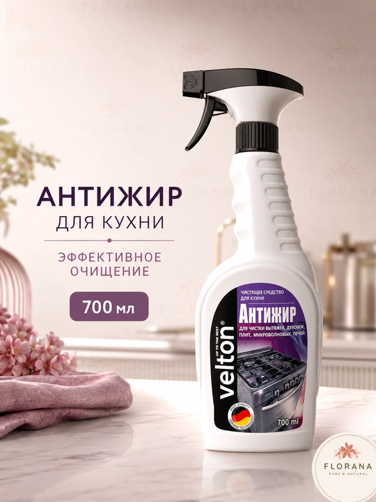 Velton Антижир — универсальный чистящий спрей для кухни, 700 мл  