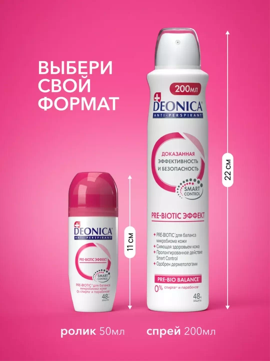 Дезодорант антиперспирант женский спрей Deonica Pre-Biotic Эффект 200 мл