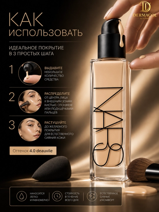 Стойкий тональный крем с натуральным покрытием NARS Natural Radiant 4.0 deauvile 30 мл