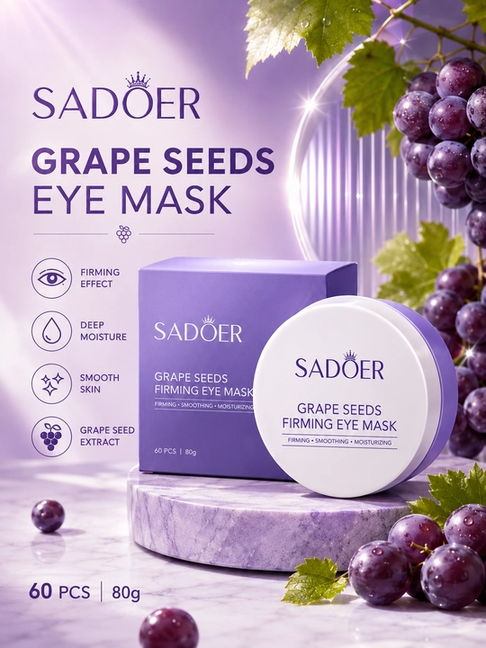 SADOER Grape Seeds Firming Eye Mask 60 dona Ko'z Atrofi Uchun Namlovchi Patch - 