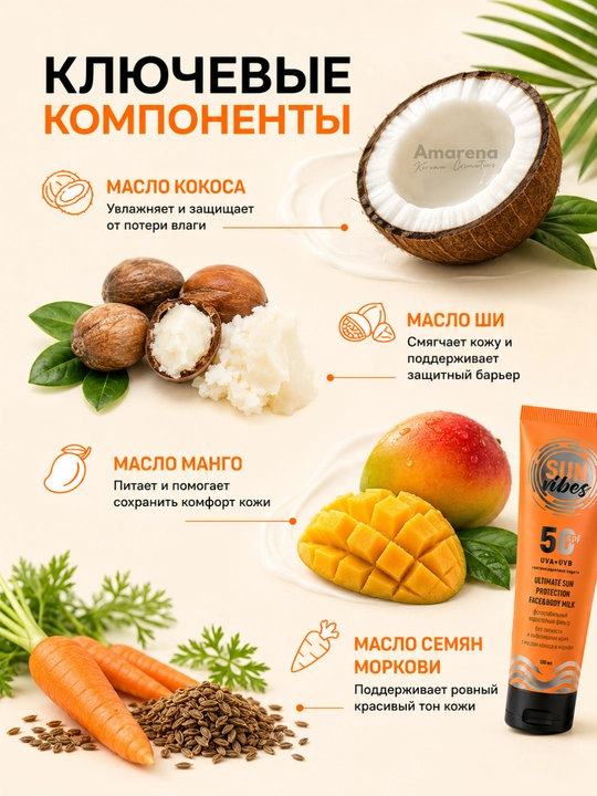 Spf nabor Sun Vibes quyoshdan saqlovchi krem yuz va tana uchun, spf 50