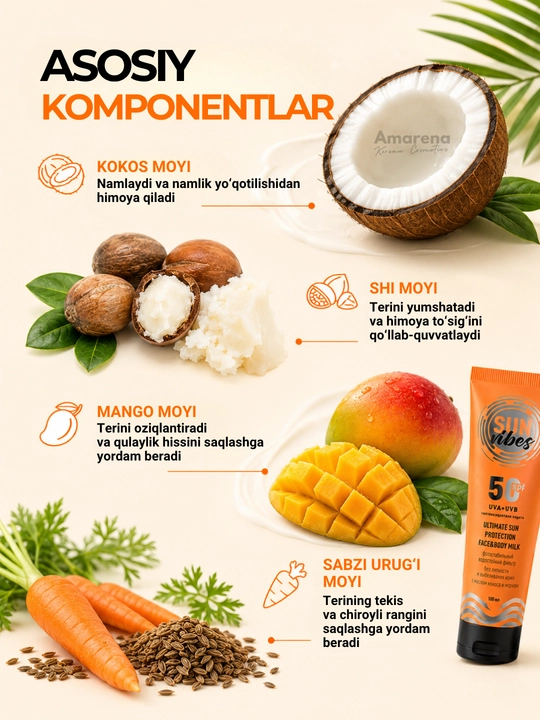 Spf nabor Sun Vibes quyoshdan saqlovchi krem yuz va tana uchun, spf 50