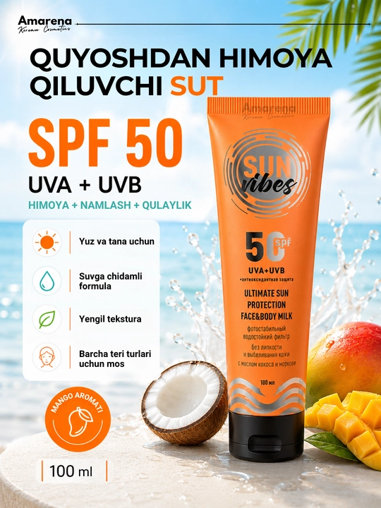 Spf nabor Sun Vibes quyoshdan saqlovchi krem yuz va tana uchun, spf 50