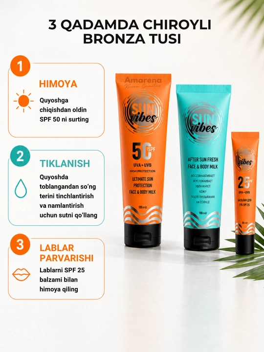 Spf nabor Sun Vibes quyoshdan saqlovchi krem yuz va tana uchun, spf 50