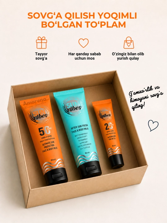 Spf nabor Sun Vibes quyoshdan saqlovchi krem yuz va tana uchun, spf 50