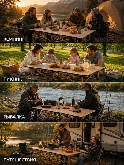 Piknik, baliq ovlash va sayohat uchun yig‘iladigan kemping stoli