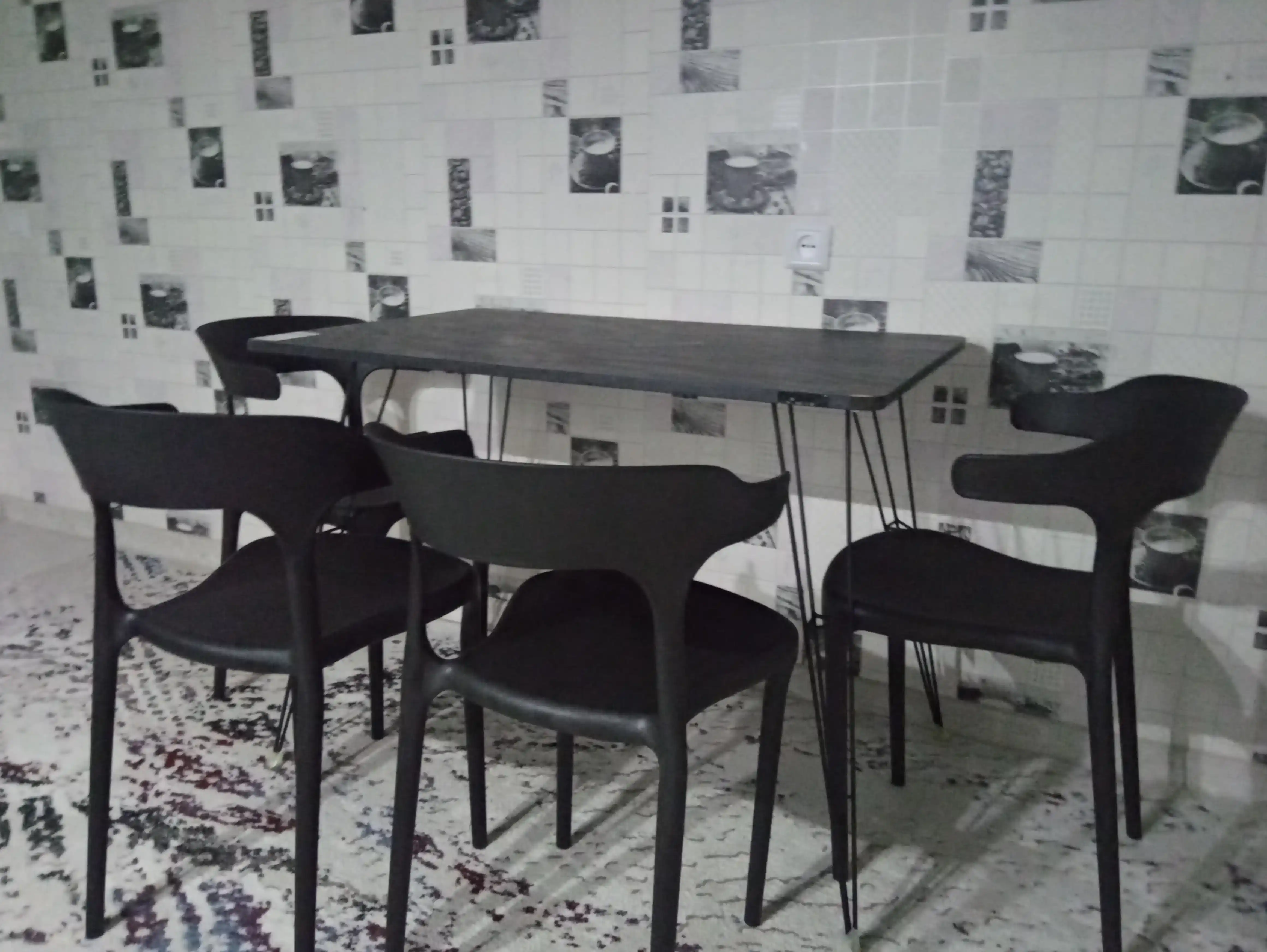 AIKO Indastrid oshxona stoli, ovqatlanish uchun, loft uslubida, metall karkasli